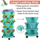 Vertical Planter, 5 Tier Stackable Strawberry Planter with Garden Tool Set, Movable Indoor/Outdoor Garden Herb Pot for Growing Vegetables and Succulents, Teal by CozyNest Decor