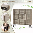 LEYAOYAO 10 Cube Bookshelf,3 Tier Modern Wide Bookcase with Legs,Mid-Century Wood Bookshelves Storage，Retro Grey Large Book Case,Freestanding Organizer Display Shelf for Bedroom,Living Room,Office by CozyNest Decor