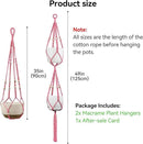 USLAI Macrame Plant Hanger Indoor Outdoor, Up to 4-15 inch Pot, Heavy 20lb Planters, Extra Long Strong Hanging Planter Basket Holder, Boho Home Decor, 35+49 Inch, Pink (POTS NOT Included) by GreenHaven Gardens
