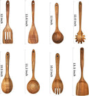 Teak Wooden Spoons for Cooking - 8Pcs Kitchen Utensils Set With Spatulas by CozyNest Decor