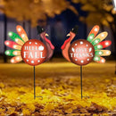 2 PCS Happy Fall Yard Signs Metal Thanksgiving Decorative Garden Stakes with Led Light Turkey Give Thanks Yard Stakes Fall Harvest Lawn Garden Lawn Pathway Decor by CozyNest Decor
