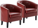 BELLEZE Accent Barrel Chair,Set of 2 Round Chair Club Tub Sofa Corner Chair with Flared Legs and Cozy Soft Padding for Living Room Bedroom Waiting Room - Red by CozyNest Decor