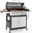Sophia & William 6-Burner Propane Gas BBQ Grill with Side Burner & Porcelain-Enameled Cast Iron Grates, Stainless Steel Barbecue Grills Outdoor Cooking for Outside, 665 SQ.IN. Cooking Area, 65,800BTU by GreenHaven Gardens