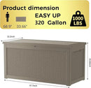 320 Gallon Lockable Resin Deck Box, Waterproof & UV-Resistant Outdoor Storage Box for Outdoor Cushion Storage, Garden Tools & Pool Accessories Storage, Gray by GreenHaven Gardens