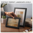 Homeforia 9x12 Black Wood Picture Frame, High End Oak 9 x 12 Frames with Mat 7 by 10 Art, 9by12 Black Wooden Frame Matted to 7x10 inch Photo, Wall or Tabletop Frame, Tempered Glass, Wall Kit, Set of 1 by CozyNest Decor