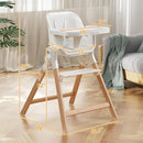 Ezebaby Folding Wooden High Chairs, 3-in-1 Convertible Baby High Chair, Dining Booster Seat, Toddler Chair, Easy Clean High Chairs for Babies and Toddlers with Large Adjustable Tray- Solid White by TinyTreasures Baby Boutique