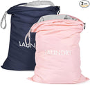 MissBoy 2 Pack Laundry Bags, Nylon Washable Wet Dry Bag, Travel Laundry Bags for Dirty Clothes, Swimming Bathing Suit Workout Wet Clothes Bag by TinyTreasures Baby Boutique