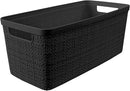 Curver Set of 8 Jute Slim Decorative Plastic Organization and Storage Baskets, Perfect Bins for Home Office, Closet Shelves, Kitchen Pantry and All Bedroom Essentials, Black by TinyTreasures Baby Boutique