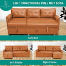 Naomi Home Transform Any Space: Sleeper Sectional Sofa with Convertible Sofa Bed & Inviting Chaise. Find Tranquil Comfort with Stress-Relieving Design & Durable Cushions - Caramel,Air Leather by CozyNest Decor