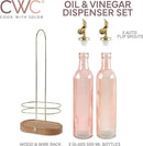 COOK WITH COLOR Glass Olive Oil Dispenser Bottle - 2 Pack, 17 oz Cruet - Elegant Carafe Decanter with Spout for Kitchen, Suitable for Vinegar, Coffee Syrups & Other Liquids by CozyNest Decor
