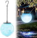 VCUTEKA Solar Chandelier Outdoor, Hanging Glass Solar Light with Hook Up, Garden Lanterns Decor for Yard, Tree and Patio, Blue by GreenHaven Gardens