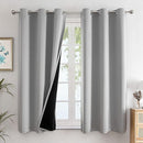 ChrisDowa 100% Blackout Curtains for Bedroom with Black Liner, 2 Thick Layers Total Blackout Thermal Insulated Grommet Window Curtains 63 Inch Length 2 Panels Set (Light Grey, 42 x 63 Inch) by TinyTreasures Baby Boutique