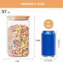 YUNCANG Glass Storage Jars 6 Pack 37oz Clear Glass Food Storage Containers with Airtight Bamboo Lid Stackable Kitchen Canisters for Candy,Cookie,Rice,Sugar,Flour,Pasta,Nuts and Spice Jars(Square) by CozyNest Decor