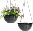 2 Pack Hanging Planters for Indoor Outdoor Plants, 10 Inch Hanging Planter with Drainage Hole & Plug Glazed Hanging Baskets Flower Pots for Garden Home (Black) by GreenHaven Gardens