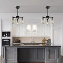 3-Light Modern Farmhouse Black Pendant Lights Kitchen Island, Adjustable Height Contemporary Chandeliers for Dining Room Light Fixture Hanging, Clear Glass Shade by CozyNest Decor