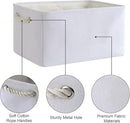 TheWarmHome Decorative Basket for Organizing - Medium-1Pack 13.8L*9.8W*6.7H Rectangular Fabric Storage Bin Organizer Basket with Handles for Clothes (White) by CozyNest Decor