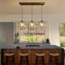 Glass Glam Chandelier 3 Lights Star Pendants Light Fixture for Dining Table Kitchen Island Modern Ceiling Hanging Lights Included LED Warm Light Bulbs Oiled Bronze by CozyNest Decor
