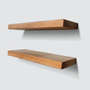 URBANDI, Rustic Floating Shelves, Set of 2, Hidden Bracket, Solid Wood, Heavy Duty, Wall Mounted Shelves, (Brown, 60Wx10D) by CozyNest Decor
