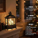 Christmas Snow Globe Lantern Christmas Decorations Gifts Snowy Village Scene Snowman Church Cabin Train Musical Glitter Snowfall USB/Battery Timer 12 inch by CozyNest Decor