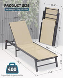 Chaise Lounge Chair Outdoor Aluminum Patio Lounge Chair with 5 Adjustable Positions Folding Pool Lounge Chairs Assemble-Free Beach Lounge Chair for Patio, Pool, Indoor and Outdoor Flaxen by GreenHaven Gardens