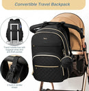MOMUVO Diaper Bag Backpack, Quilted Baby Bag with Changing Pad and Stroller Straps and Pacifier Case, Large Travel Diaper Bags for Mom Dad,Black by TinyTreasures Baby Boutique