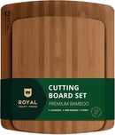 ROYAL CRAFT WOOD Cutting Boards for Kitchen - Wooden Cutting Board for Meal Prep & Serving, Non-Toxic Bamboo Chopping Board, Carbonized Bamboo Durable Charcuterie & Lightweight Serving Boards (2 pcs) by CozyNest Decor