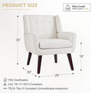 HUIMO Button-Tufted Accent Chairs Set of 2,Upholstered Reading Living Room Chair,Mid Century Modern Chair with Linen Fabric, Club Chair,Comfy Arm Chairs for Living Room,Bedroom,Beige by CozyNest Decor