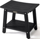 HDPS Shower Stool Waterproof, Bench Seat for Shaving Legs, Plastic Chair for Inside Shower, Foot Rest With Adjustable Feet, Non-Slip/No Maintenance, Black by TinyTreasures Baby Boutique