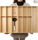 V-Shaped Extra Large Bamboo Drawer Organizer Set of 2, Kitchen Cutlery Tray Utensil Plate, Flatware&Silverware Storage Box, Wood Organizer for Bedroom, Living Room (19.6"x14.6" & 19.6"x12.4") by CozyNest Decor