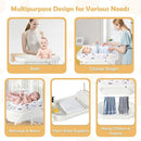 HONEY JOY Baby Changing Table with Bathtub, Foldable Infant Diaper Changing Station with Wheels, Storage Tray, Waterproof Pad, Portable Newborn Nursery Organizer Bath Stand for Boys Girls (White) by TinyTreasures Baby Boutique