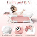 Baby Bathtub, Collapsible Newborn Bathtub for Infant to Toddler 0-24 Months with Soft Cushion and Thermometer,Portable Travel Newborn Tub with No-Slip Feet, Baby Shower Gifts,Pink by TinyTreasures Baby Boutique