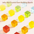 Wooden Building Blocks Set for Kids, 24 PCS Rainbow Gem Cubes Stacking Blocks - 2 Wood House, Montessori Stacking Toy for Toddlers, Educational STEM Learning Toy for Boys Girls 3-6 by TinyTreasures Baby Boutique