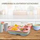 greenandlife 12 Inch (4PCS) Large Unbreakable Divided Plates for Kids Adults, Dishwasher & Microwave Safe Plate, Lightweight Reusable Plastic Compartment Plates, BPA Free and Healthy by CozyNest Decor