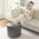 HIGOGOGO Round Stuffed Pouf Ottoman, Pu Leather Poufs with Foam Chunk Filling Foot Stool Storage Ottoman, 26 X 18 Floor Poufs Foot Rest for Living Room, Grey by CozyNest Decor