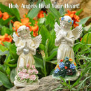 Angel Garden Statue 2Pcs,Love Heart Solar Garden Decor with Warm Light,Waterproof Praying Angel Statue with Flowers,Outdoor Garden Decor Sculpture for Lawn Yard Patio Garden Gifts,Apricot by GreenHaven Gardens