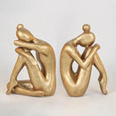 Unique Cast Iron Girl Thinker Bookends, Heavy-Duty Decorative Book Stoppers for Shelves, Creative Home and Office Desk Ornaments, 1 Pair/2 Pieces, 5.9" by CozyNest Decor
