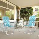 VINGLI Patio Lawn Webbed Folding Chairs Set of 2, Outdoor Beach Chair Portable Dining Chair for Outdoor Yard, Garden (White & Blue, Classic) by GreenHaven Gardens