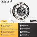 CLXEAST 21 Inch Large Moving Gear Wall Clock,Industrial Steampunk Decor,Decorative Wall Clock for Modern Farmhouse Living Room Decor,Gunmetal Silver Finish by CozyNest Decor