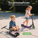 Electric Scooter for Kids Ages 6-12， Max Speed 6.5MPH, max Range 6Miles， with Acceleration Throttle and Electronic Brake， Foldable and Height Adjustable Kids Electric Scooter by TinyTreasures Baby Boutique