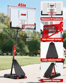 Basketball Hoop Outdoor 10 FT Height Adjustable, Portable Basketball Goals Systems with 45" Backboard for Youth Adults Kids - Backyard, Driveway, Indoor Play by TinyTreasures Baby Boutique