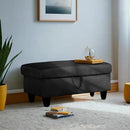 Ottoman Rectangular Storage Ottoman Bench, Flannel Footrest Stool Footstool with Lid for Living Room, Bedroom, Entryway, Black, 28.5"x19"x17.5" by CozyNest Decor