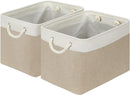 DULLEMELO Storage Baskets Large 16"x12"x12" Tall Rectangular Baskets Fabric Storage Bins for Organizing, Collapsible Shelf Baskets Boxes for Closet, Clothes, Toys (2 Pack,White&Khaki) by TinyTreasures Baby Boutique