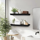 24"x6.8"x1.6" Slanted Floating Wall Shelves 2-Pack - Rustic Black Finish, Heavy-Duty Solid Wood Design with Hidden Brackets - Perfect for Living Room, Kitchen, Bathroom, or Office by CozyNest Decor