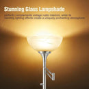 Floor Lamps for Living Room Silver, 70" Tall Standing Lamp with Glass Shade, Bedroom Floor Lamp with 350°Adjustable Swing Arm Lamp, Pole lamp for Bedroom, Living Room, Office, Bulbs Included by CozyNest Decor