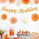 Orange Hippie Birthday Party-Decorations Paper-Flowers - 14pcs Happy Banner Fall Honeycomb Tissue Pom Poms,Boho Streamers Garland Fans,Sweet Peach Groovy Sunset Groovy Hanging Supplies Decor Hugfond by CozyNest Decor