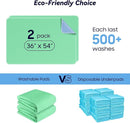 2 Pack 36” x 54” Extra Heavy Absorbency Washable Underpads, Waterproof Nursing Pads Incontinence Bed Pads, Reusable Washable Pee Pads for Dogs, Diaper Changing & Adults, Mattress Protector by TinyTreasures Baby Boutique