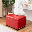 Joveco Leather Storage Ottoman, 24" Rectangle Square Bench Foot Rest Stool for Bedroom Living Room, Red by CozyNest Decor