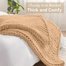 Chunky Knit Throw Blanket, 50''*60'' Knitted Throw Chenille Yarn for Bed Couch, Handmade Beige Crochet Big Thick Blanket, Machine Washable Cute Comfy Blanket for Home Decor by CozyNest Decor