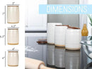 Nat & Jules Lidded Cream 6 inch Ceramic and Wood Kitchen Canisters Set of 3