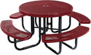 Heavy-Duty Portable Outdoor Picnic Table with Umbrella Hole, Punched Steel Commercial-Grade Patio Dining Furniture Made in America (46" Round Top, Burgundy) by CozyNest Decor